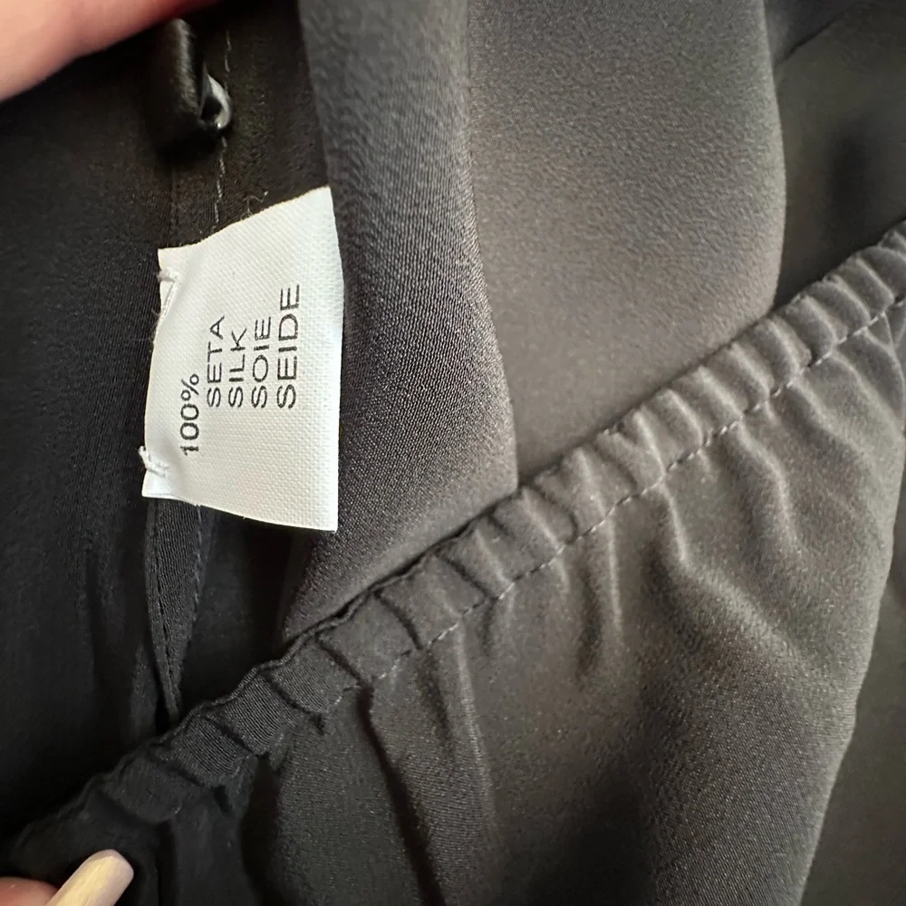 Rosamosario 100% Silk Crepe Palazzo Trousers Black Silk Palazzo Pajama Pant - Picture 5 of 14
